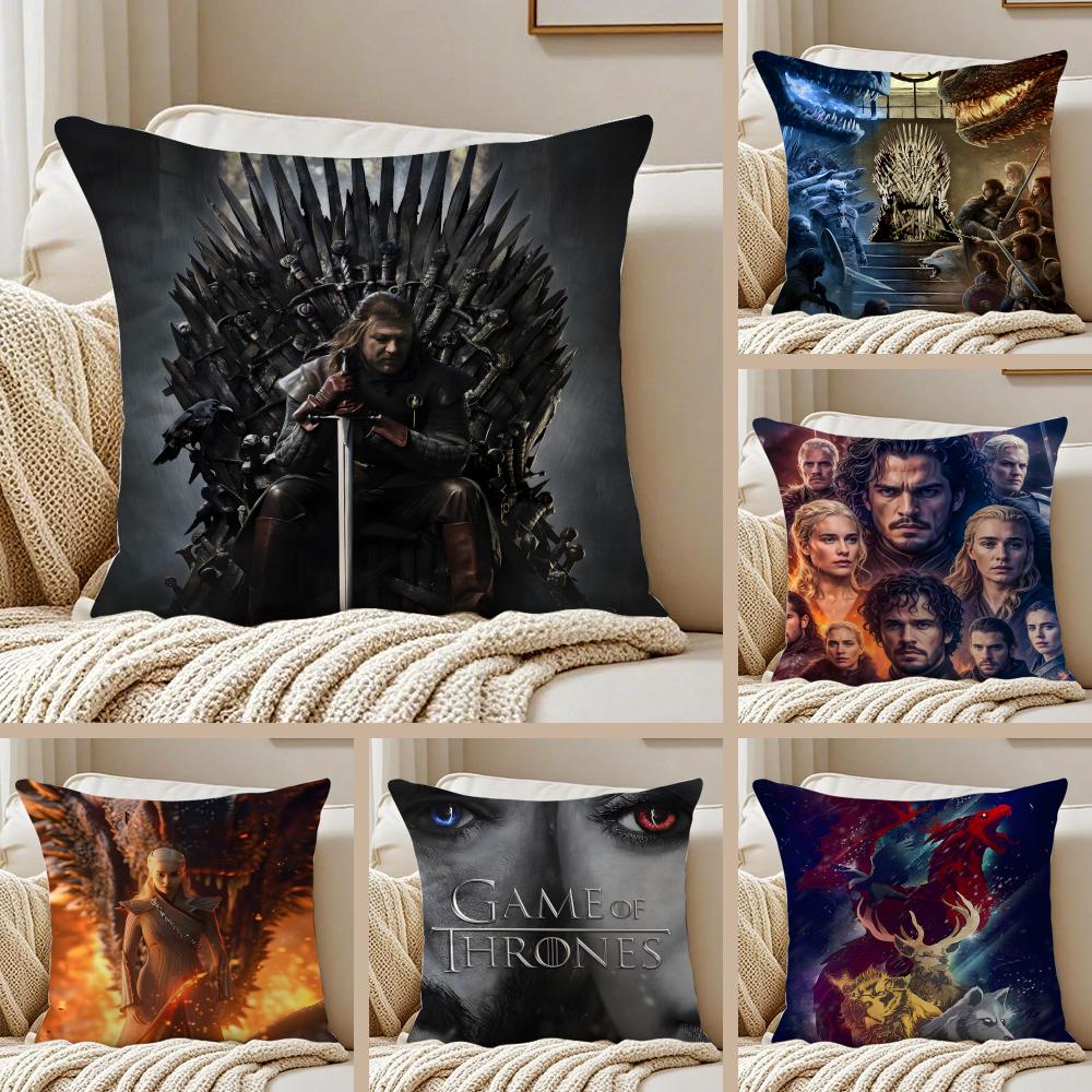Fashion GGame Of Thrones TV icons Cushion Cover Pillowcase Antidustmite Invisible Zipper Short Plush Sofa Cushion
