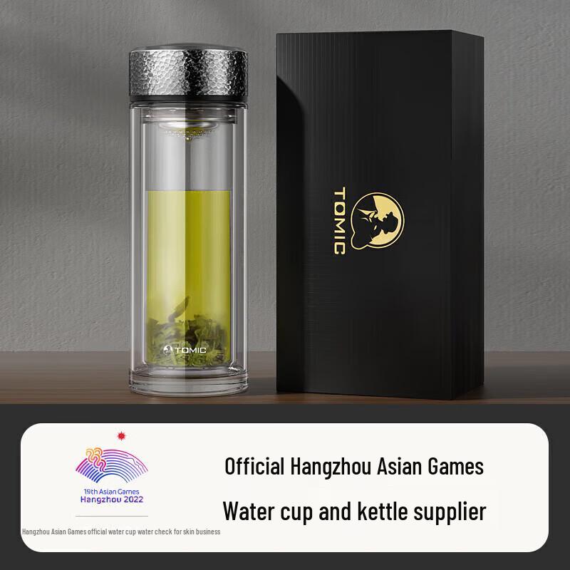 TOMIC 360ML Double Wall Glass Tea Tumbler