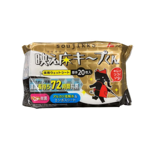 I'm Soujikko Floor Wet Wipes, "Egae Floor Keep-Kun," 20 Sheets X 36 Packs, Thick, Platinum Nano Antibacterial, 72-Hour Antibacterial, Alkaline Electro