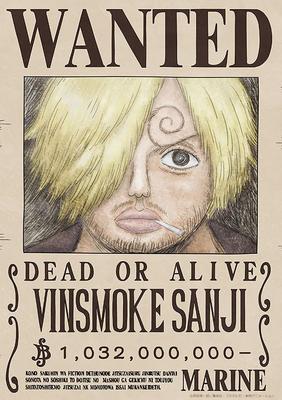 ONE PIECE Official Wanted Poster Wall Made In 42cm X 1 Billion Sticker, Japan, 29.7cm (op-445 Sanji, Bounty)