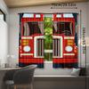 Set Of 2 Cartoon Fire Truck Curtains Print Design Black Red Fighting Vehicle Draperies Bedroom Kitchen Living Curtain Polyester Ideal For Decor