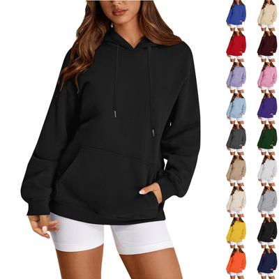 Women's Oversized Long Sleeve Crewneck Sweatshirt Casual Loose-Fitting Drawstring