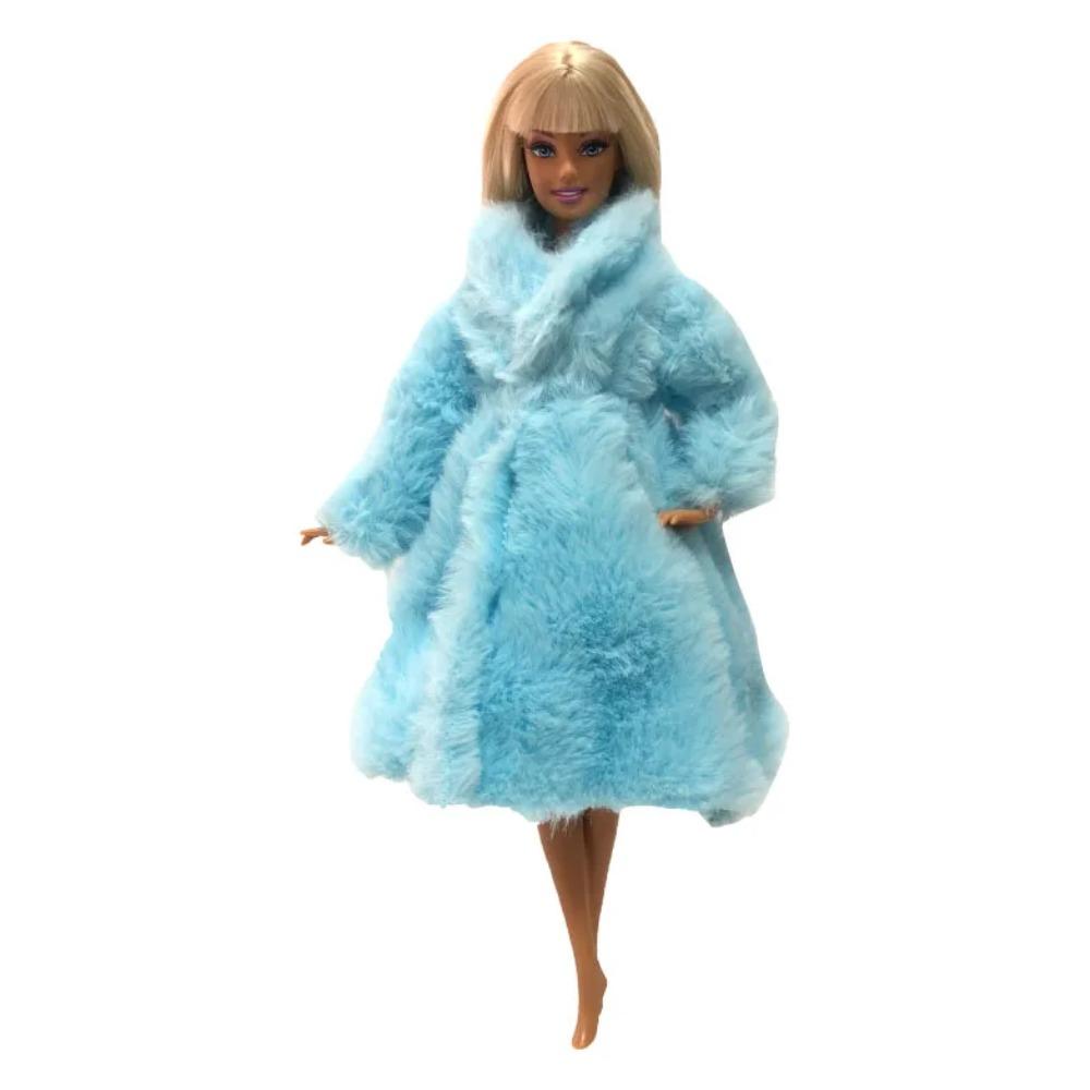 NK Multicolor 1 Pcs Long Sleeve Soft Fur Coat Tops Dress Winter Warm Wear Doll Clothes For 1/6 Doll Accessories Gift Toy JJ