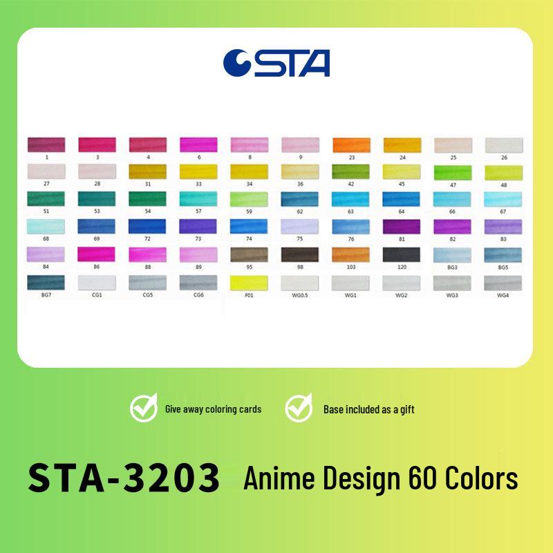 Sta 3203 Double-Ended Quick-Drying Oil-Based Marker Pen Set for Student Art & Indoor Design