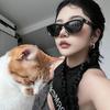 2PCS Korean Retro Ulzzang Style Oval Sunglasses for Women Vintage Shades for Women