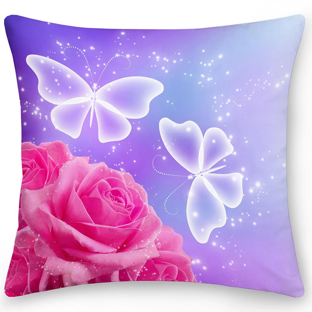 

Квадратная наволочка Подушка Бабочка Диван Домашний декор Двусторонняя Цветок 40x40cm