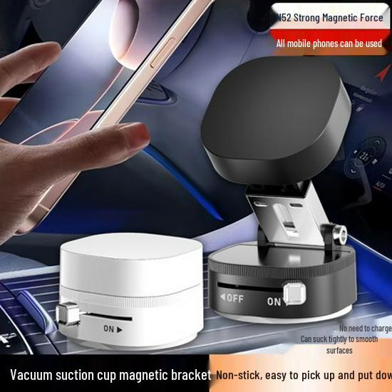 Universal Foldable Magnetic Phone Holder - Suction Cup Vacuum Mount for Car & Desktop
