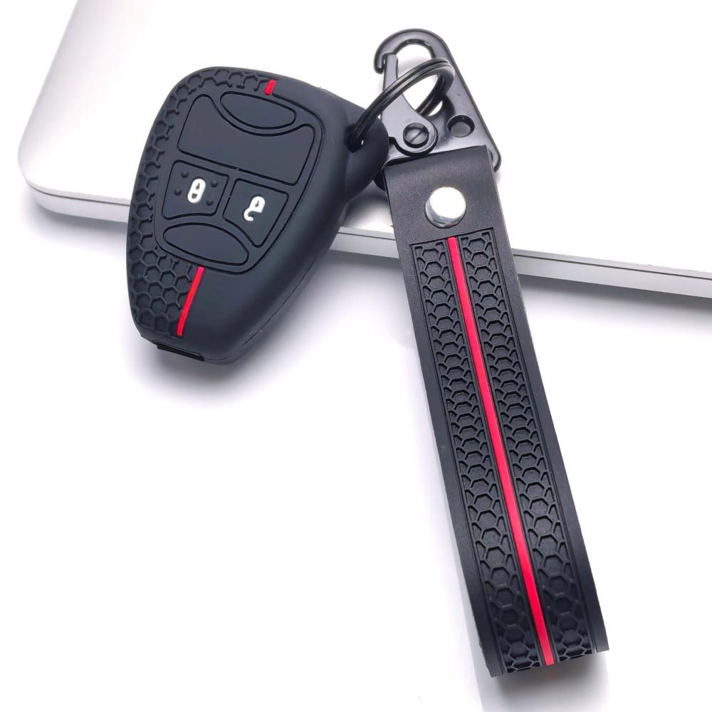 Key Fob Cover for Jeep Renegade Compass Cherokee Durango Challenger Charger Grand 300 with Keychain Anti-Scratch Guard Shockproof Protection