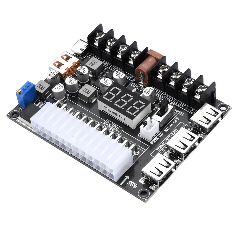 20/24 Pin ATX Power Adapter Board Power Module Adapter Adjustable Voltage With Red Digital Display Support For PD2.0/PD3.0