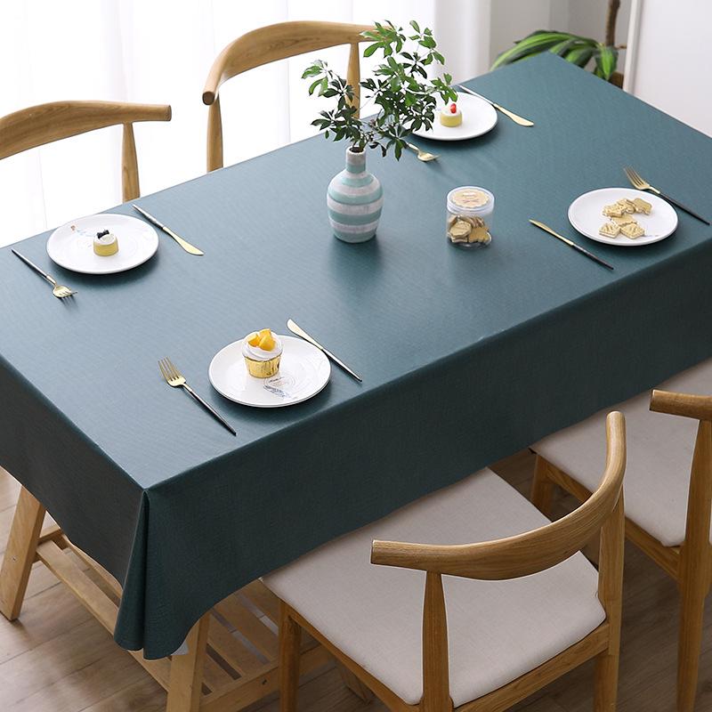 Waterproof and Oil-proof Solid Color PVC Table Cloth Anti-scalding and Washable Plaid Table Cloth Simple Rectangular Round Table Cover Cloth