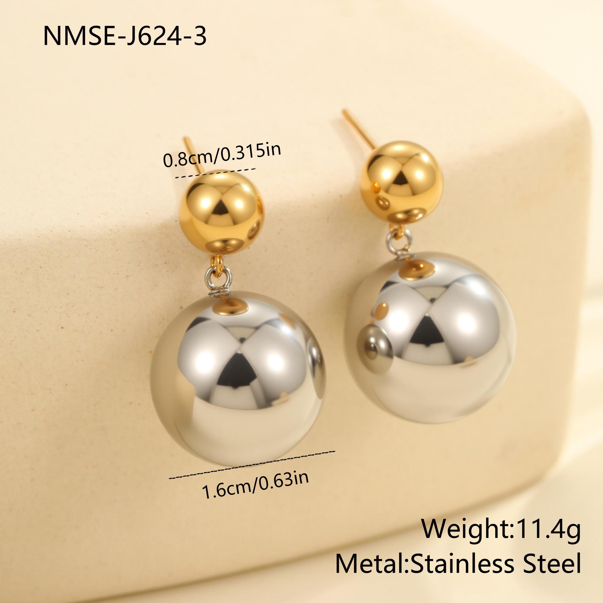 GEMCHIC Women s Gold and Silver Ball Drop Earrings Geometric Stainless Steel Studs