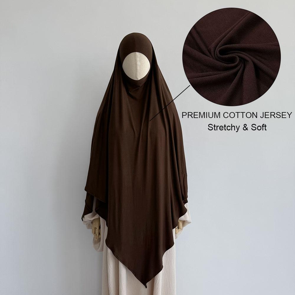 Premium Cotton Jersey Khimar Stretchy Lightweight Breathable One Layer Islam Muslim Women Eid Ramadan Long Prayer Hijab Khimar