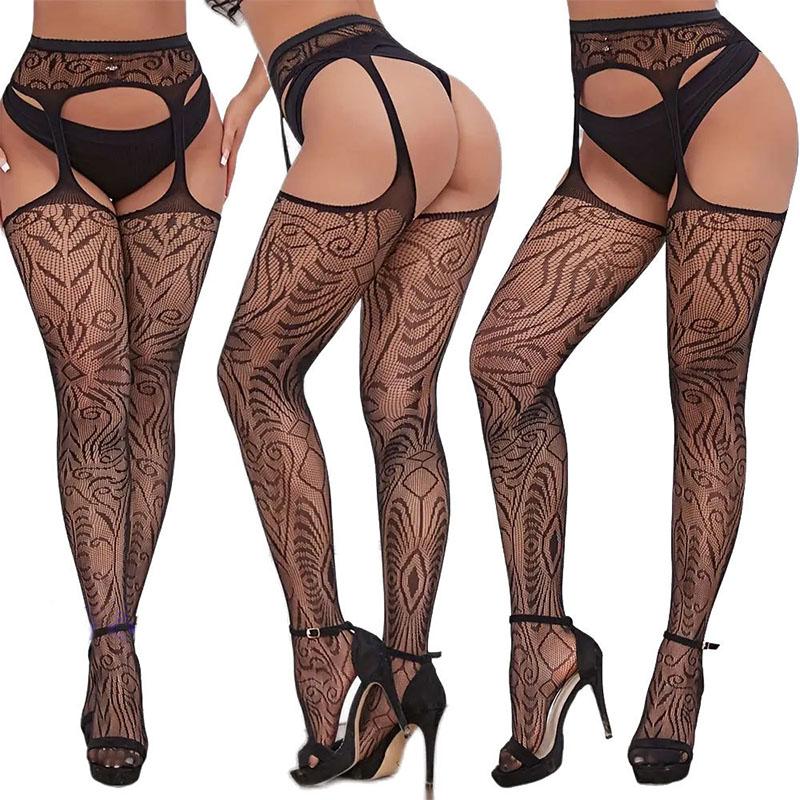 New Sexy Garters Stockings Hot Women Crotchless Tights Sexy Lingerie Hollow Out Pantyhose Sex Accessories Fashion High Socks