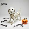 Spooky Puppy Garden Accents Skull Resin Figurine, Halloween Retro Skeleton Dog Statue, Dark Fun Haunted House Props Gothic Desktop Ornament