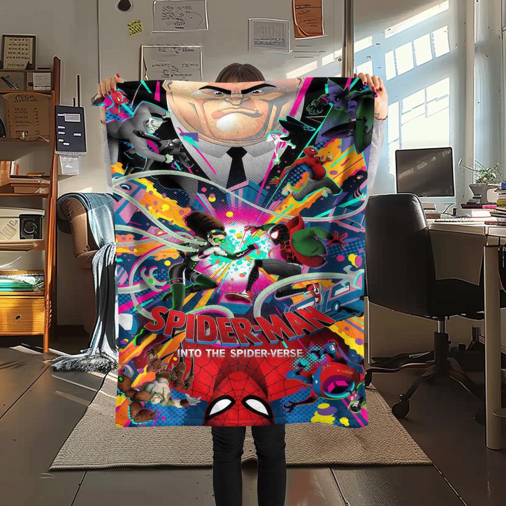 1PC Spider-Man Print Flannel Blanket, High quality Comfortable for All Seasons, Home Decor, Warmth and Comfort, Perfect for Christmas Gifts