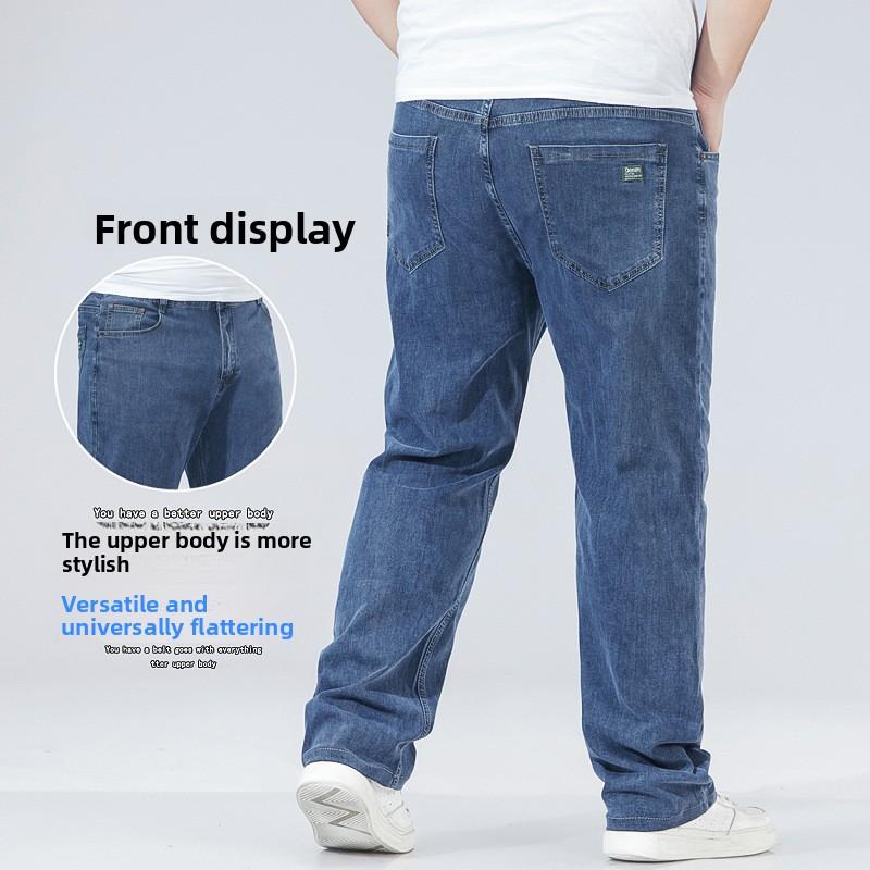 Pánské volné kalhoty s rovnými nohavicemi ve velkých velikostech, jarní, lehké, s vysokým pasem, strečové, tatínkovské