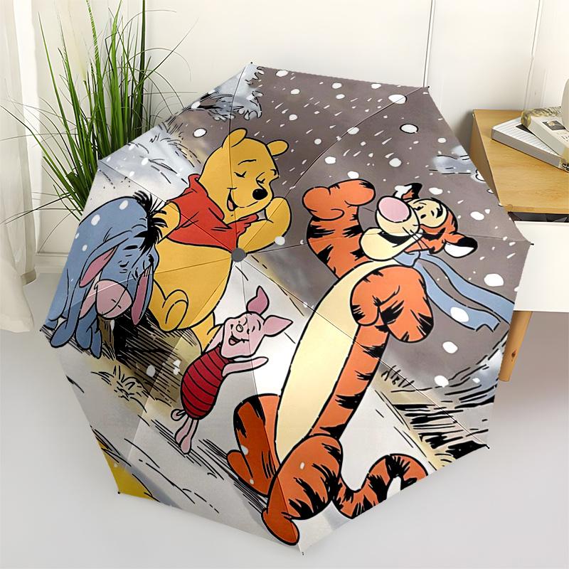 

Winnie and friends Themed Travel Umbrella-8 Ribs Automatic Opening and Closing, Portable Folding Design, Compact and Stylish Umbrella