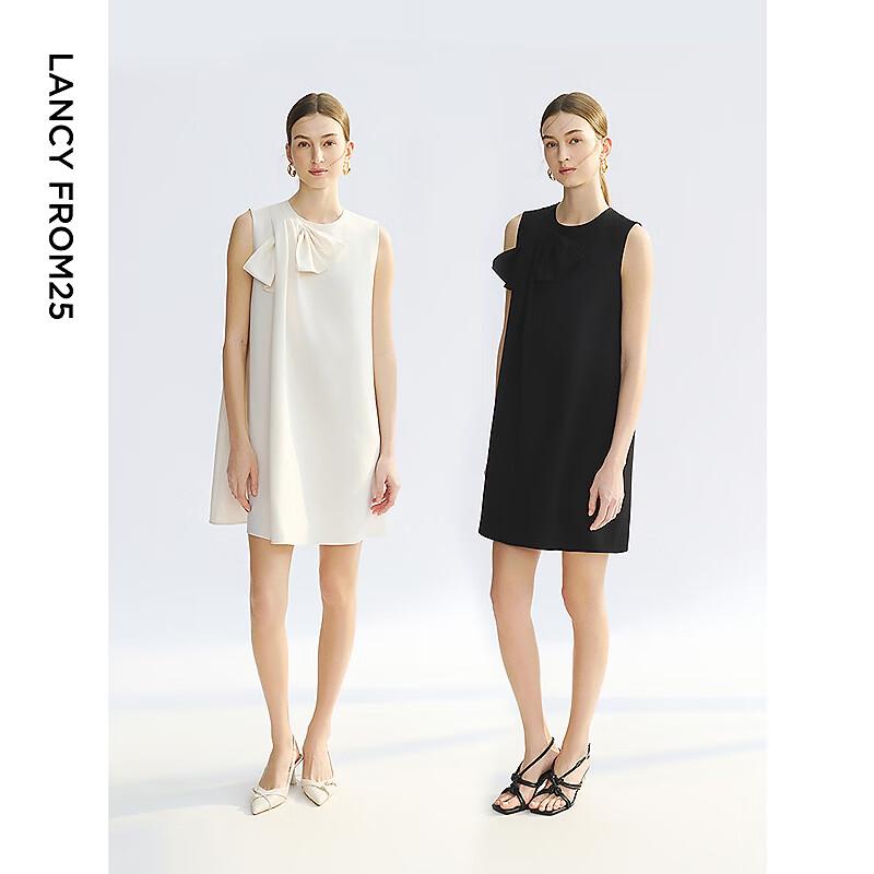 LANGZI Diacetate Bow A-Line Mini Dress