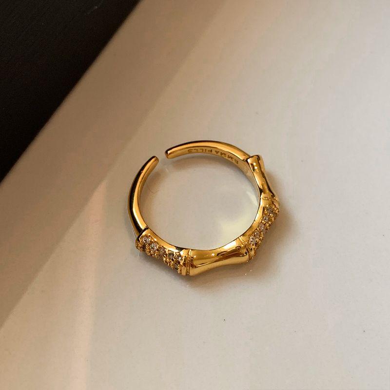 

Металлическое кольцо с бриллиантами, открывающееся в виде бамбукового сустава, регулируемое, на указательный палец, средний палец, женское, доступная роскошь, модное, стильное украшение