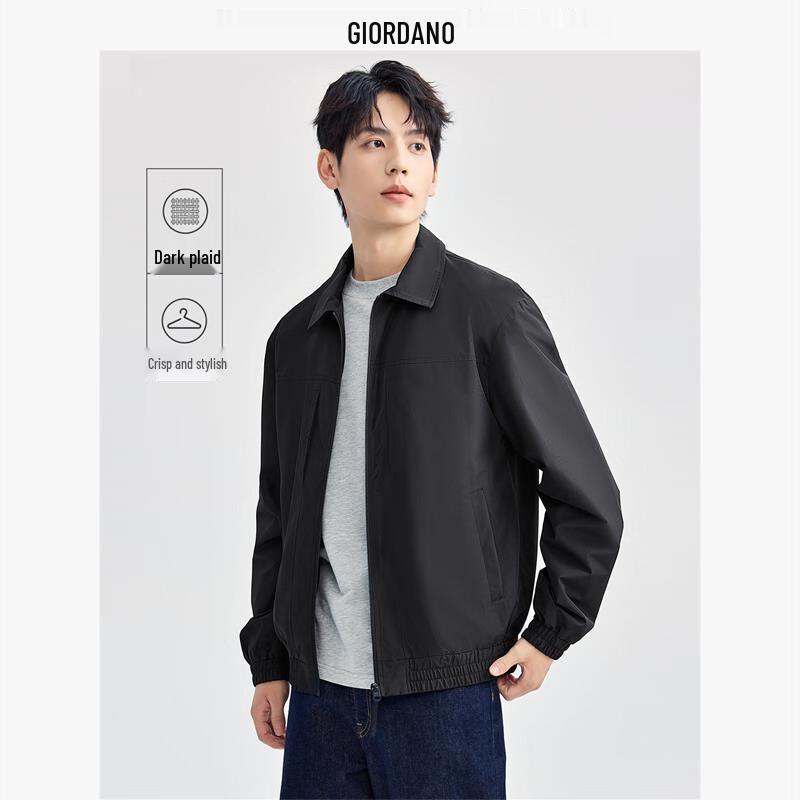 

Giordano Men s Dark Plaid Multi-Pocket Lapel Jacket L
