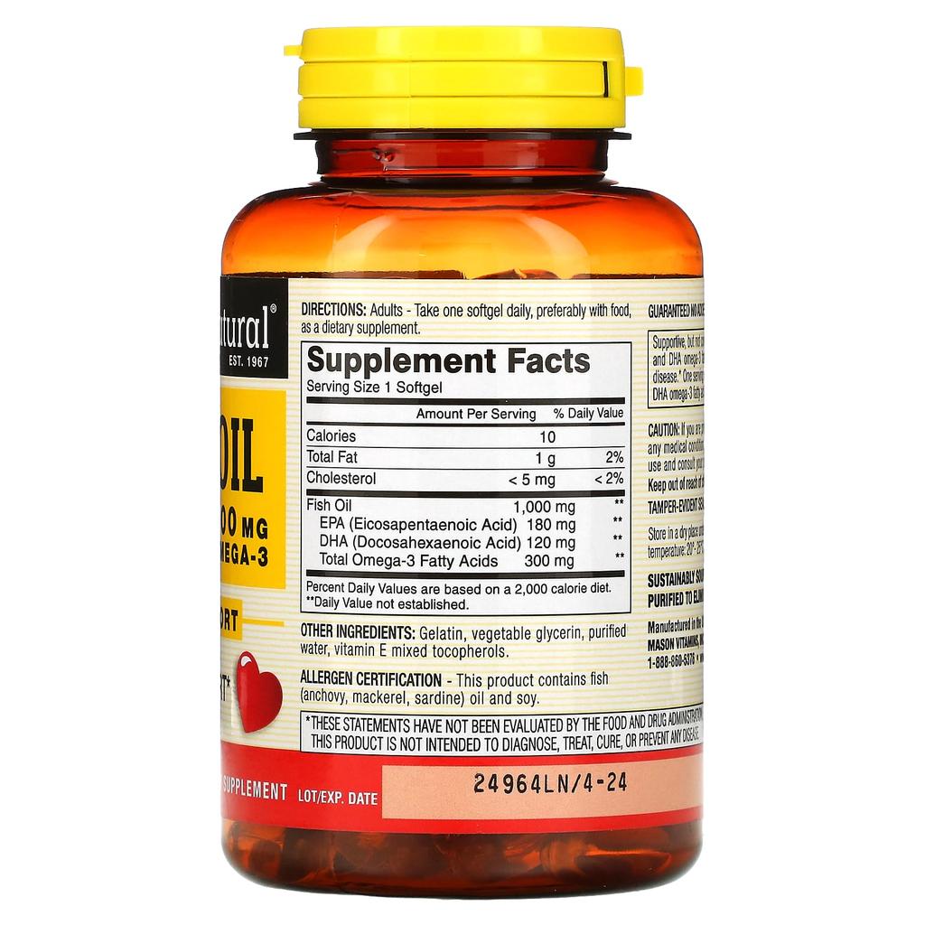 Mason Natural, Fischöl, 1.000 mg, 120 Weichkapseln