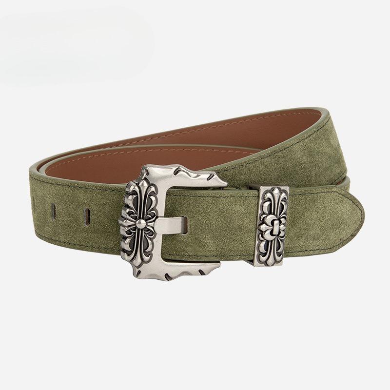 

Пояс из натуральной кожи в стиле ретро, популярный в Европе и Америке, женский, с резной игольной пряжкой, пояс-кушак, повседневный джинсовый пояс, женский 105cm