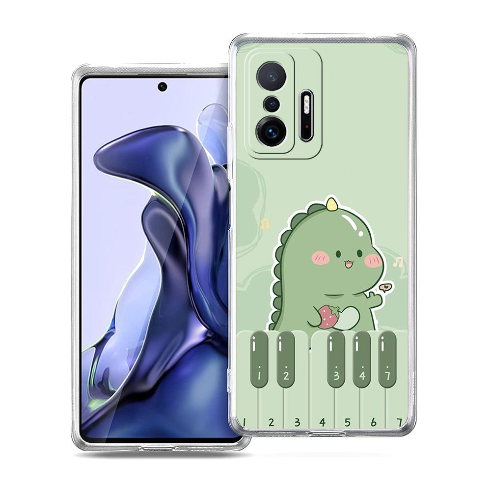 Transparent Phone Case for Xiaomi Mi 14 13 12 11 Ultra 13T 12T 11T Poco X3 NFC F3 F6 Pro Lite 5G Soft TPU Funny Cartoon Dinosaur