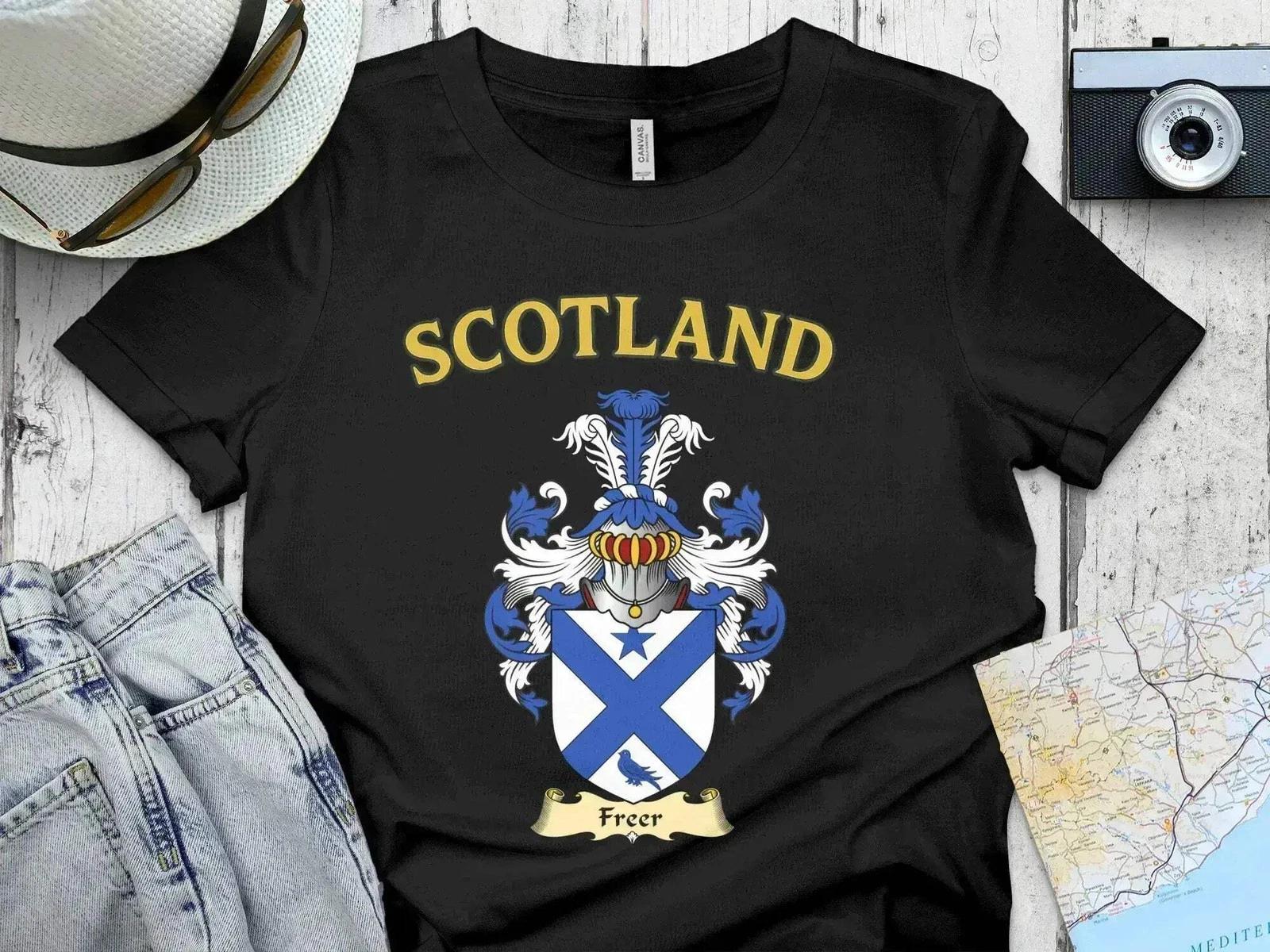 Freer Scotland Coat of Arms Novelty Design Clan T-Shirt 4XL