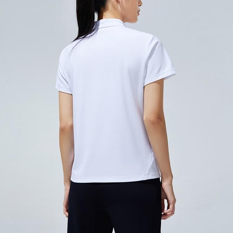 Anta Training Series Solid Color Logo Polo Shirt Women Polo Shirts Pure-White 162327111-1