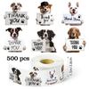 500PCS Self Adhesive Dog Thank You Stickers Roll Cute Puppy Labels for Envelope Seals Holiday Gift Packaging Tags