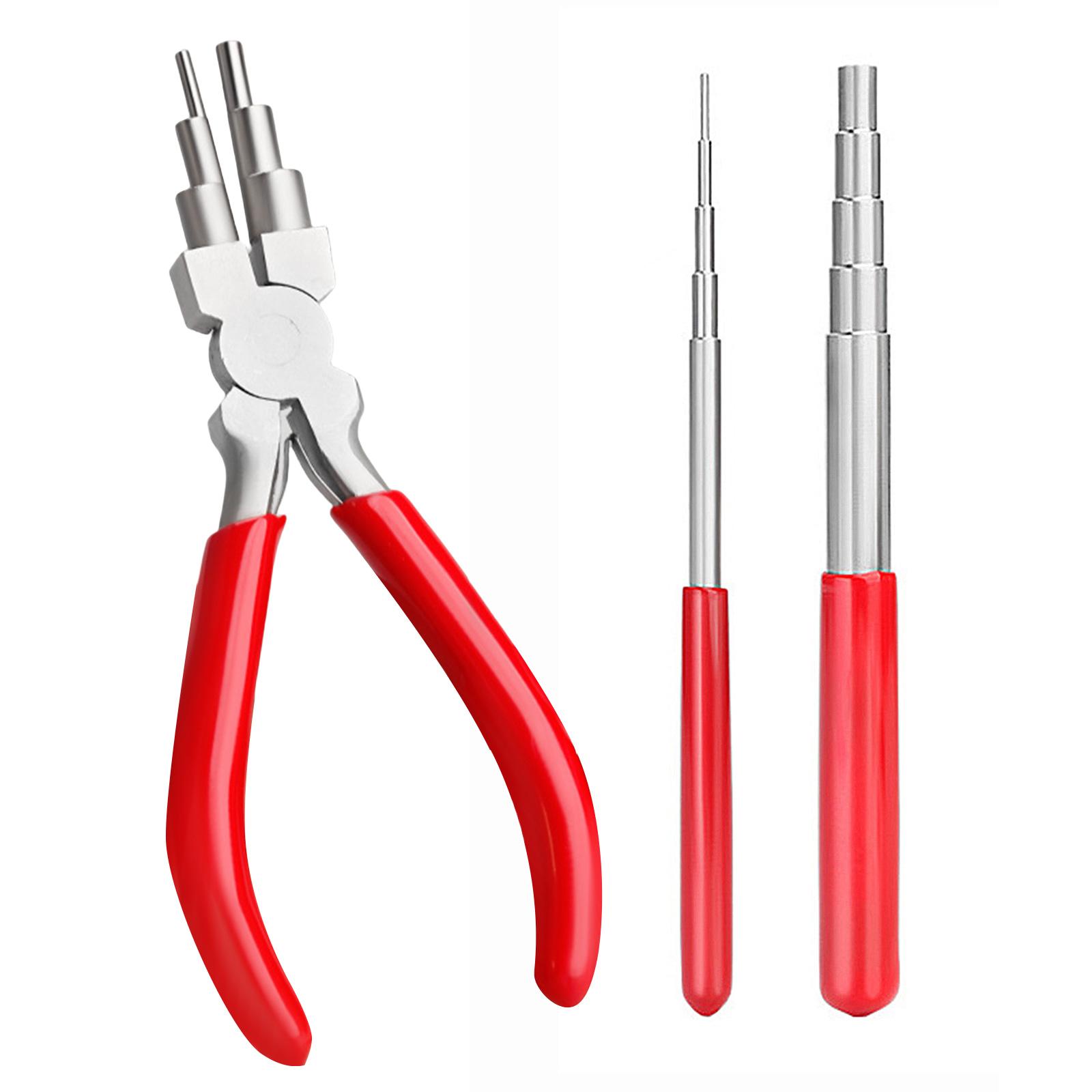 

3Pcs Professional Jewelry Pliers Multipurpose Wire Coiling Tool for Bracelet Necklace Making Solid 6 Stage Wire Rod красный