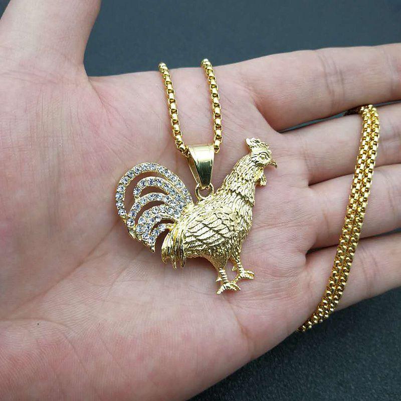 Hip Hop Jewelry Animal Rooster Zodiac Pendant Necklace