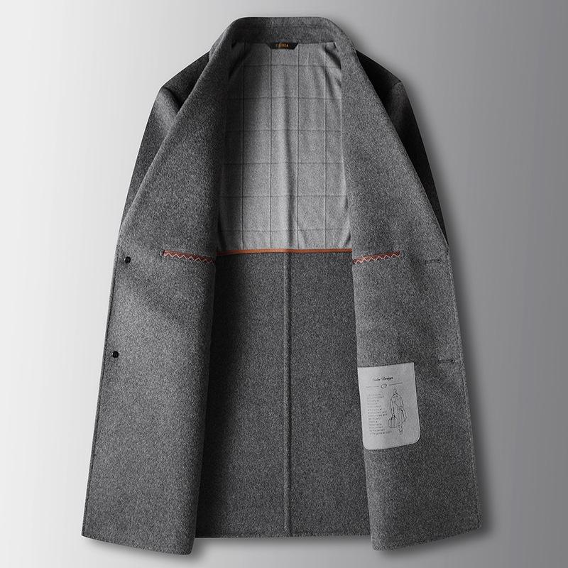 Осенне-зимнее шерстяное пальто ручной работы с двумя сторонами — фото 5