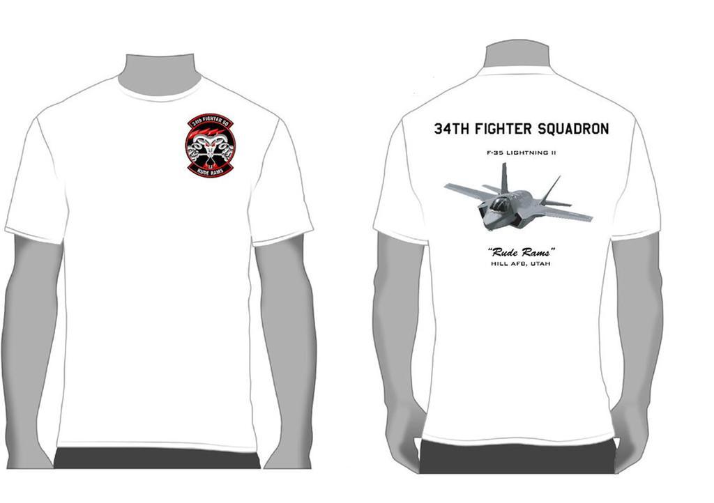 Maglietta F35 Lightning II Stealth Fighter 34th Fighter Squadron 100% Cotone Girocollo Manica Corta Casual da Uomo Taglia S3XL