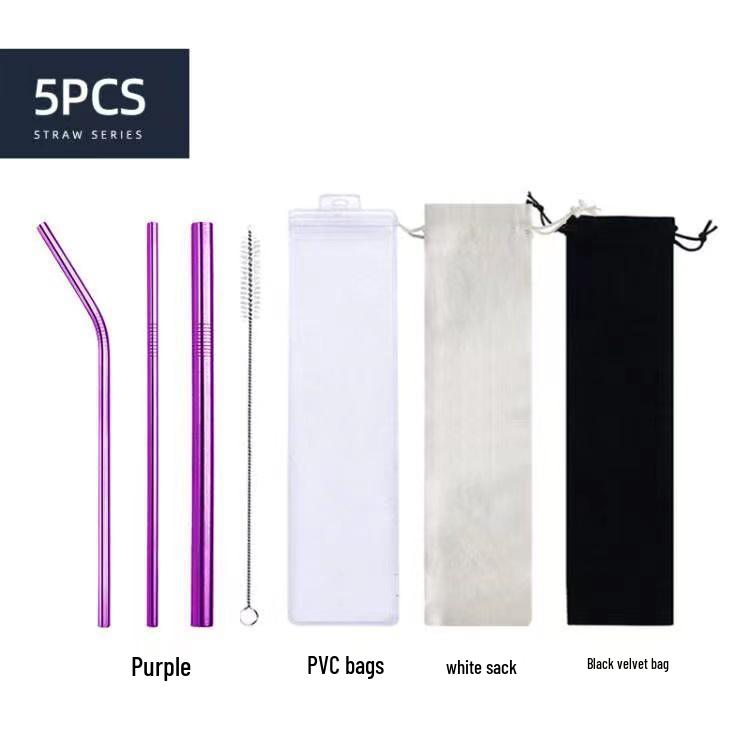 Titanium-Coated 304 Stainless Steel Straws - Colored Metal Straws Set for Coffee, Bubble Tea, & Iced Beverages