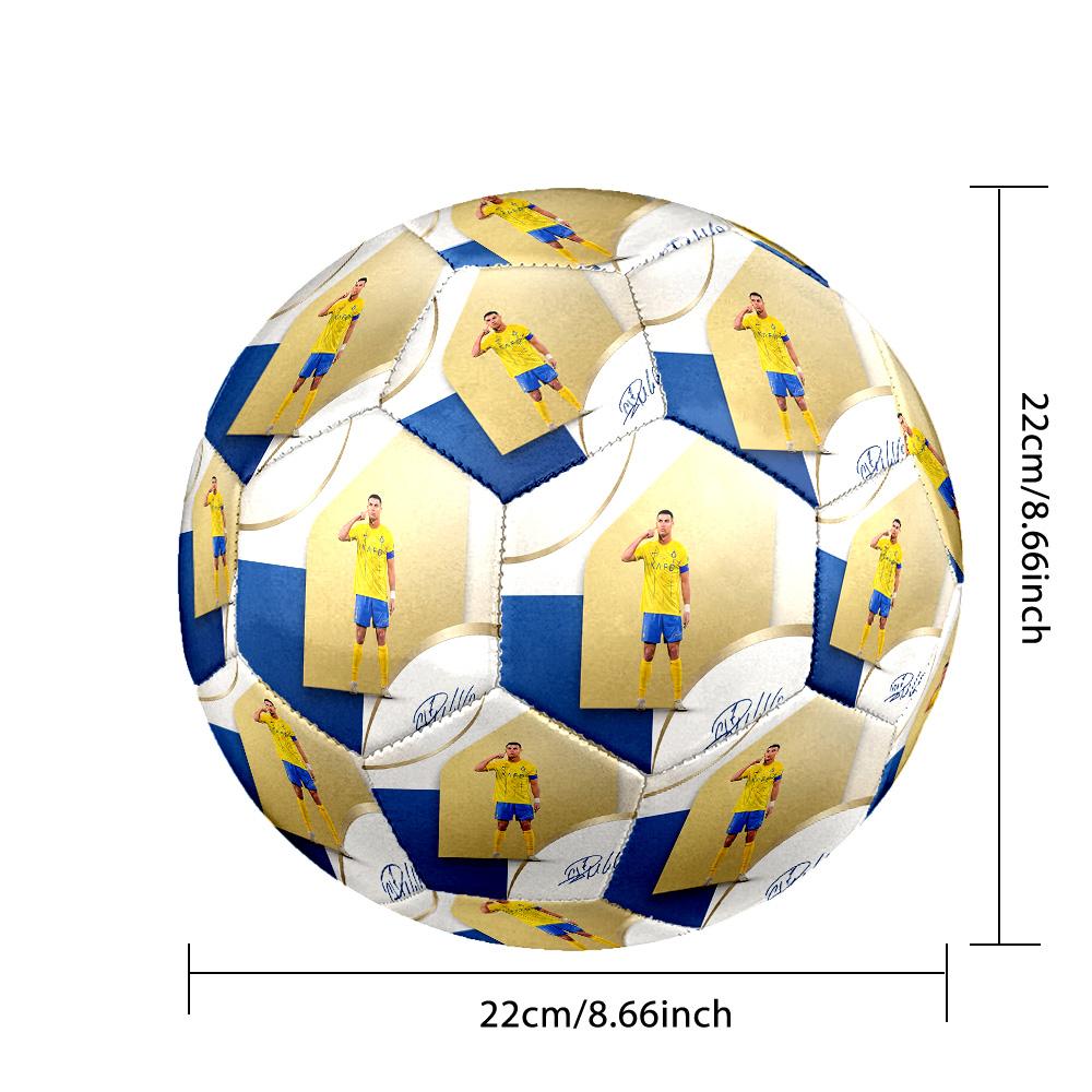 Pallone da Calcio Taglia 5 Stampato Cristiano Ronaldo Resistente all'Usura Standard Allenamento Adulti Regalo per Fan Partite Indoor Outdoor Sport