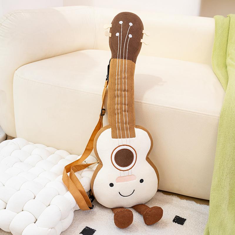 50Cm Smiling Face Musical Instrument Plushie Stuffed Cartoon Guitar Piano Plush Pillow Stuffed Decoration Present