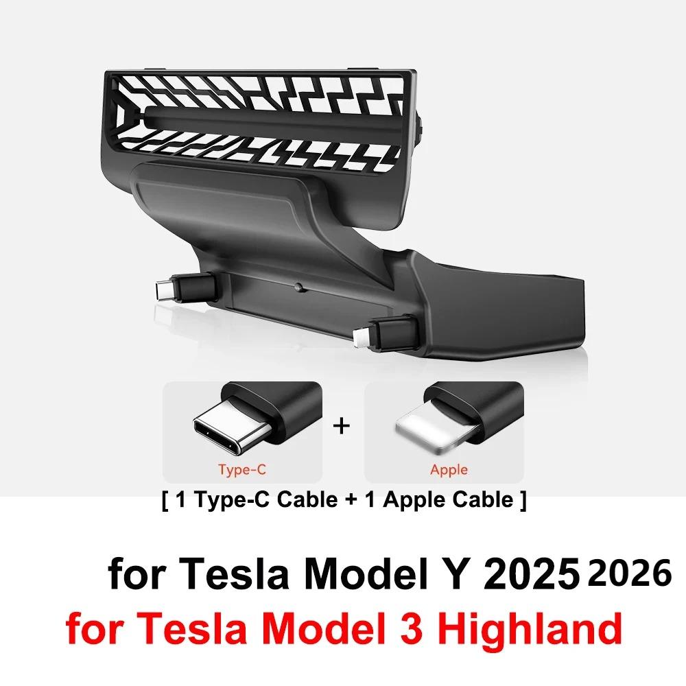 For Tesla Model 3 Y Highland Juniper 2026 Rear Air Vent 27W Quick Charger USB Shunt HUB Intelligent Docking Station Accessories