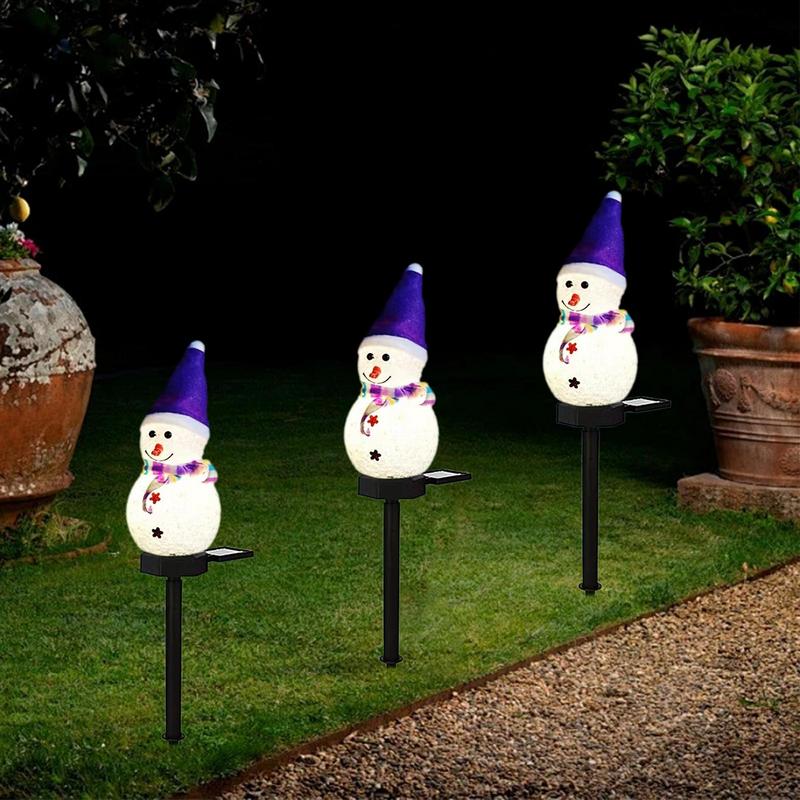 Christmas Snowman Solar Stake Lights Solar Powered Snowman Lights Waterproof Solar Christmas Decorations Outdoor Solar Energy