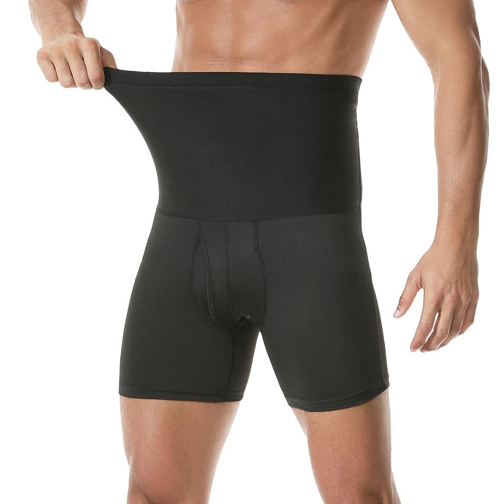 Sauna Shorts for Men Sweat Pants High Waisted Compression Underwear Tummy Control Shapewear Workout Training Capris Body Shaper Boxer Briefs
