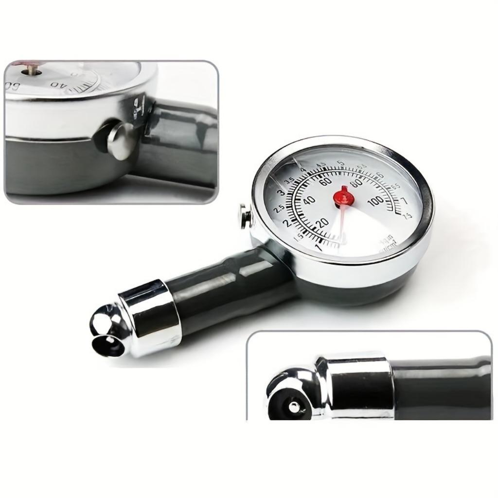 High Accuracy Mechanical Tire Pressure Gauge - Durable Handheld Car Tire Pressure Tester with Easy To Read Display and PSI/BAR Measurement Capability