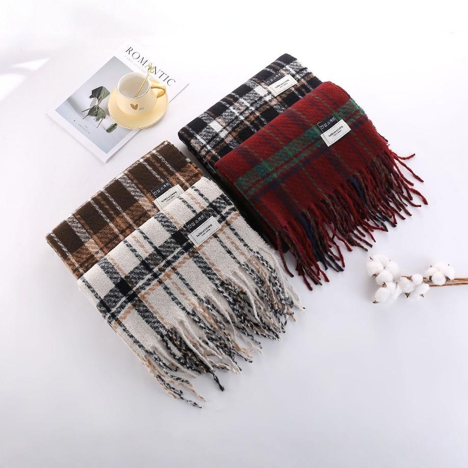 Maillard autumn and winter scarf high-end imitation cashmere scarf Korean version warm and cold-proof retro plaid thickened scarf women