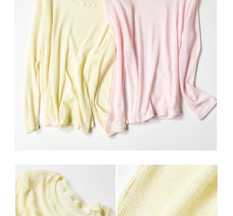 Damen Sommer Locker Gestrickter Sonnenschutz Leinen Überwurf Langarm T-Shirt