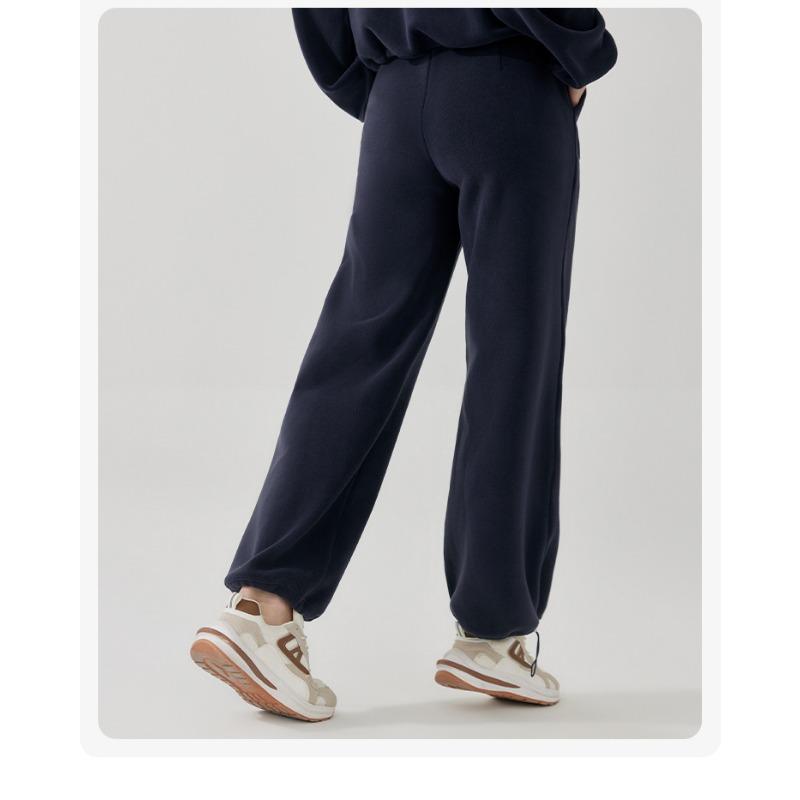 Calças esportivas femininas de inverno acolchoadas, grossas, de pernas largas e retas