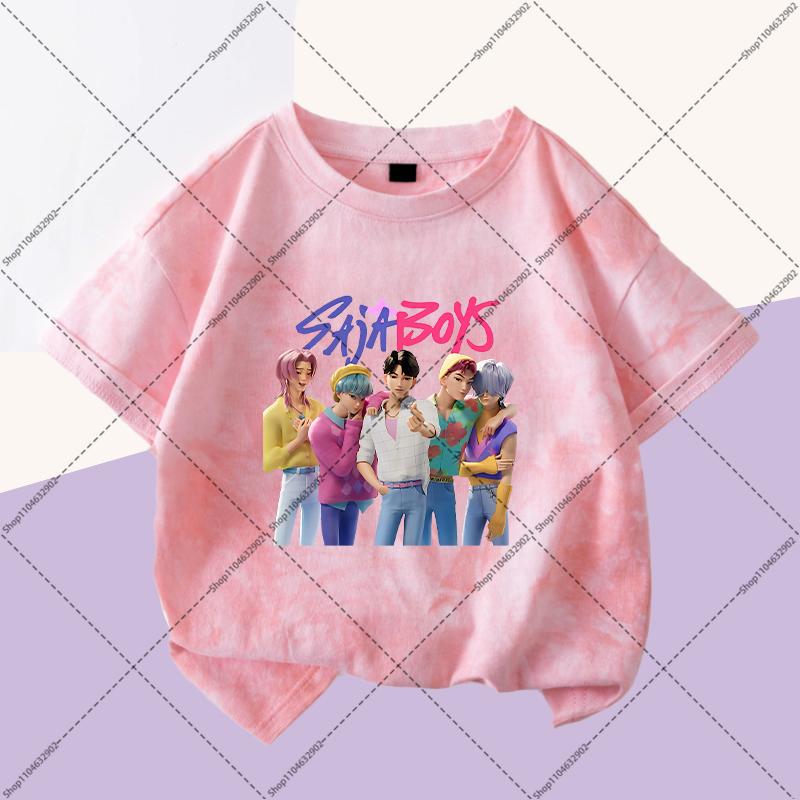 KPop Demon Hunters Boys Girls Fashion T-shirts Kids Cute Clothes Cartoon Anime Graphic Print Children Short Sleeves Party Gifts