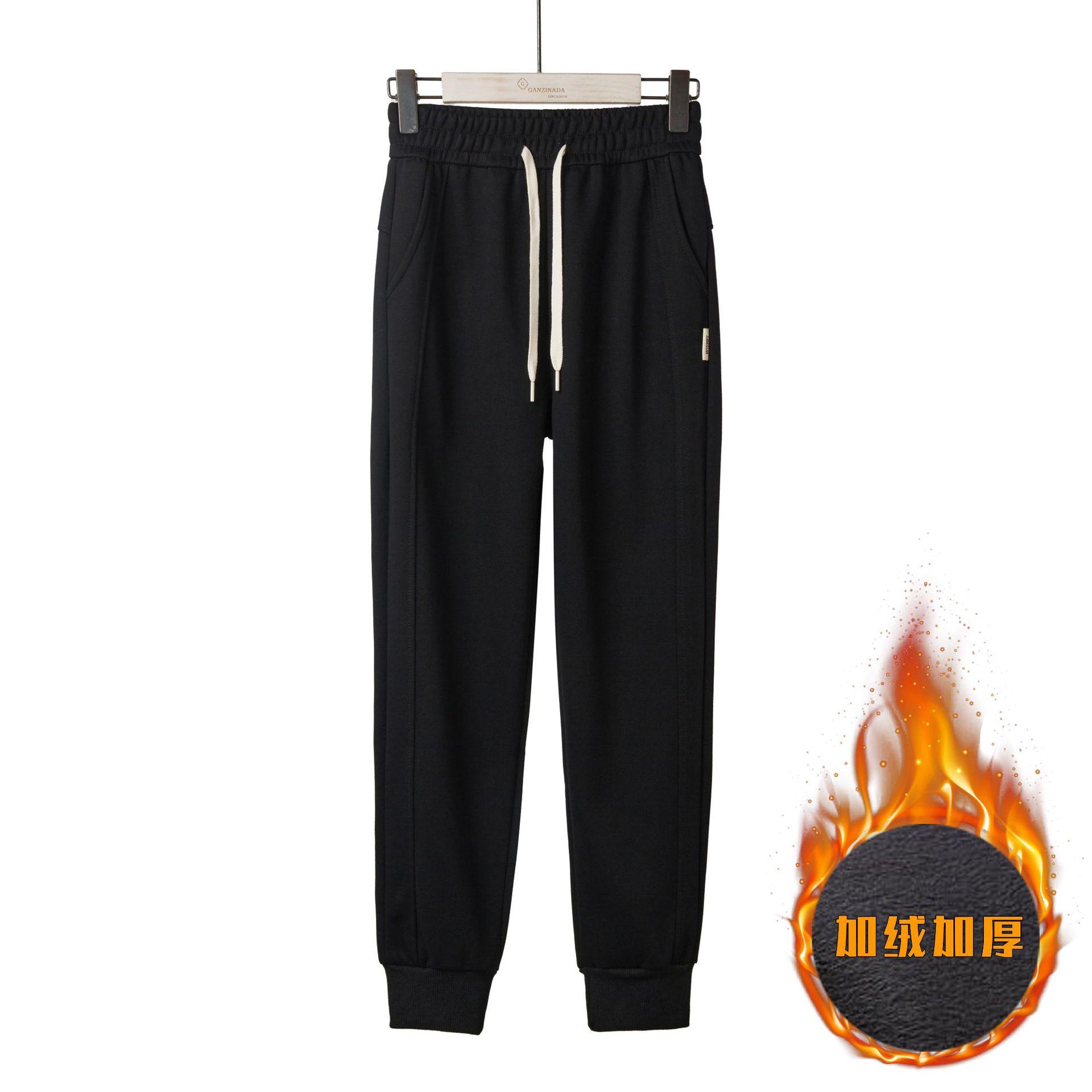 

Парные спортивные повседневные брюки из хлопка Star, свободные прямые брюки с высокой талией и флисом M