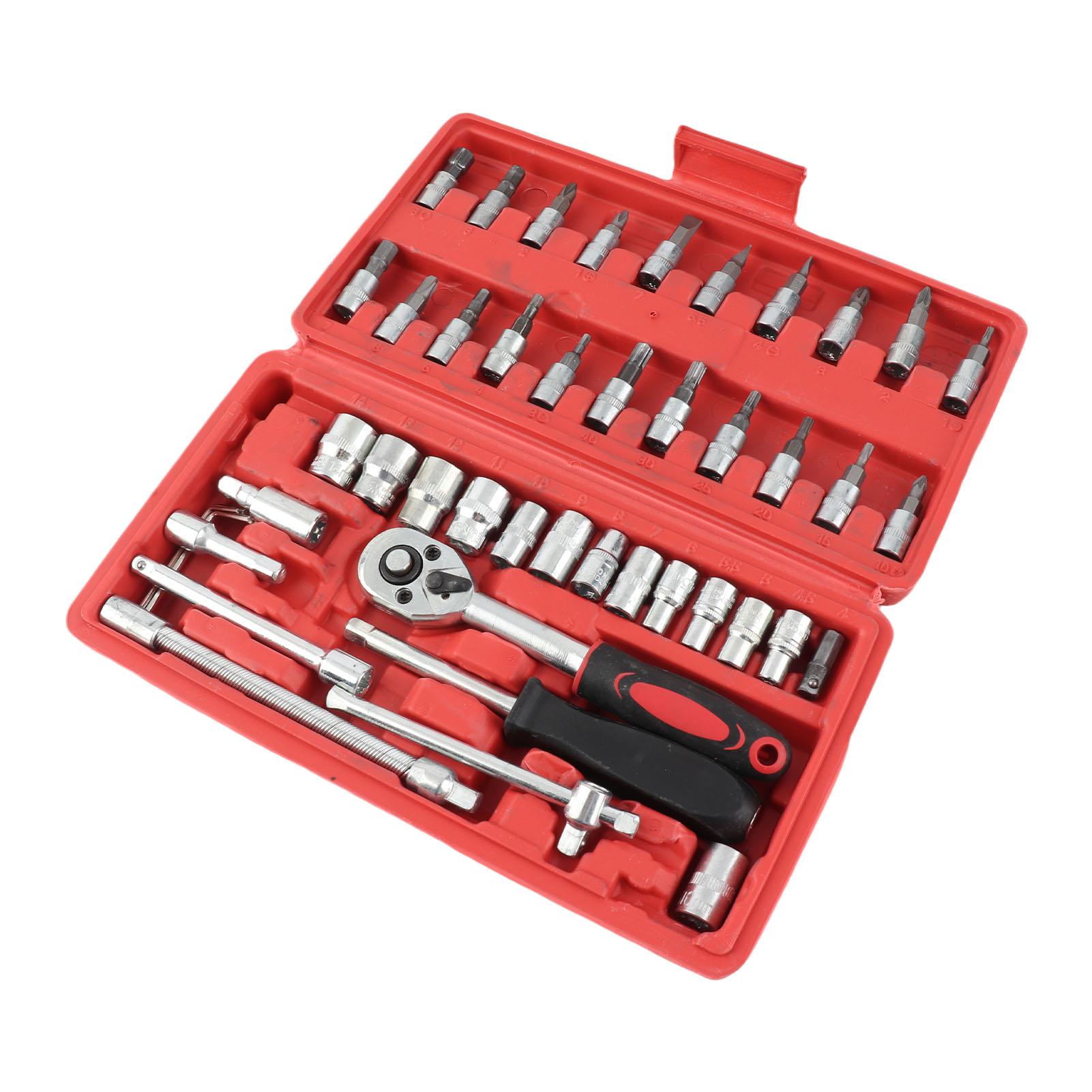 

46PCS Ремонт автомобиля Трещотка Отвертка Инструмент Полная Полированная Поверхность для Мотоцикла Велосипедов