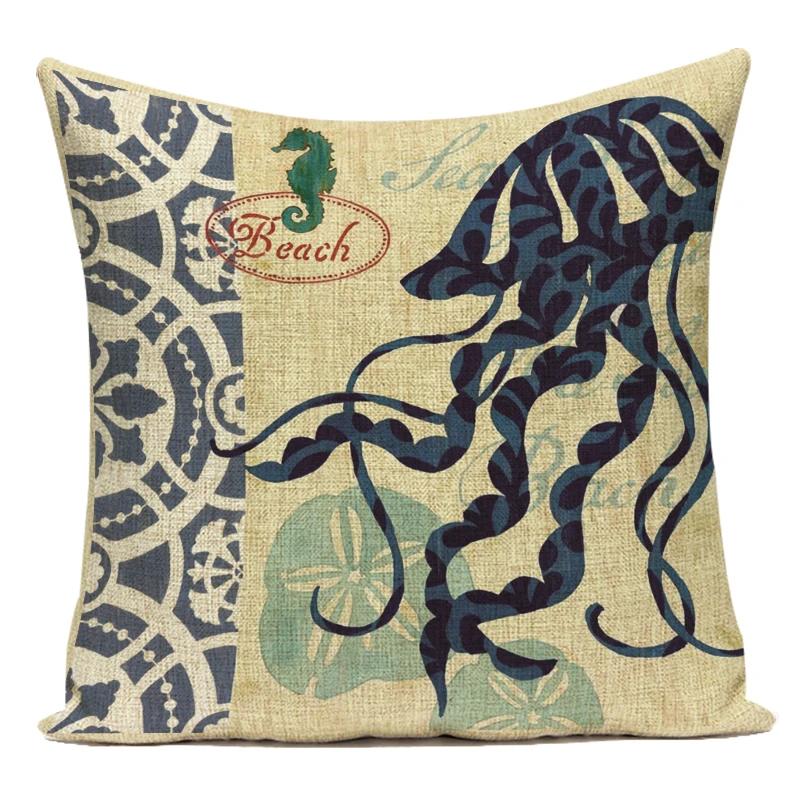 Fashion Nordic Style Marine Biology Conch Crab Octopus Cushion Cover Sea Whale Home Pillow Case Custom Pillows Covers