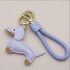 Adorable Sausage Dog Car Keychain PU Leather Cartoon Pendant Unique Puppy Lover Gift