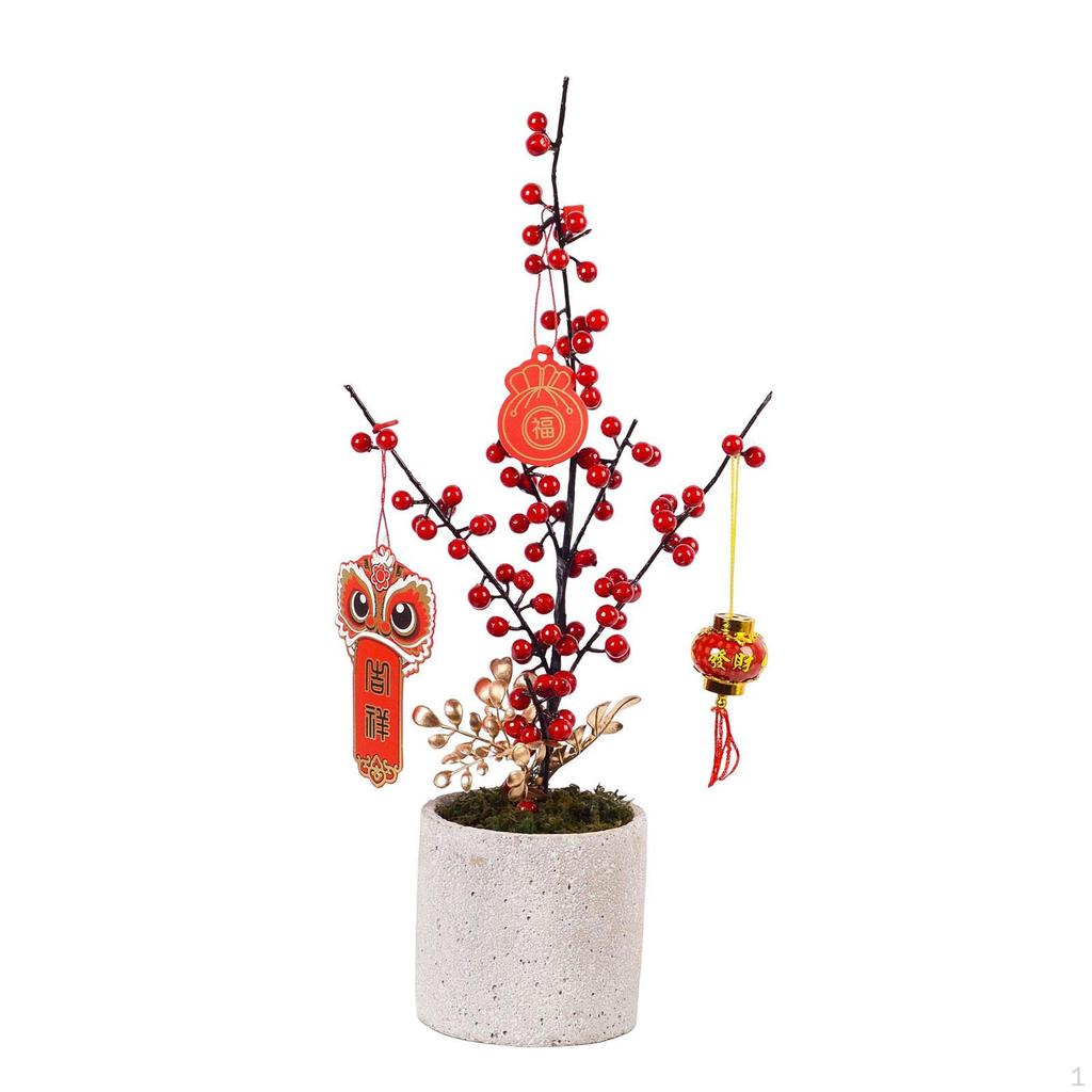 Artificial Potted Flower Bonsai Chinese Year Ornaments for Garden Dining Room